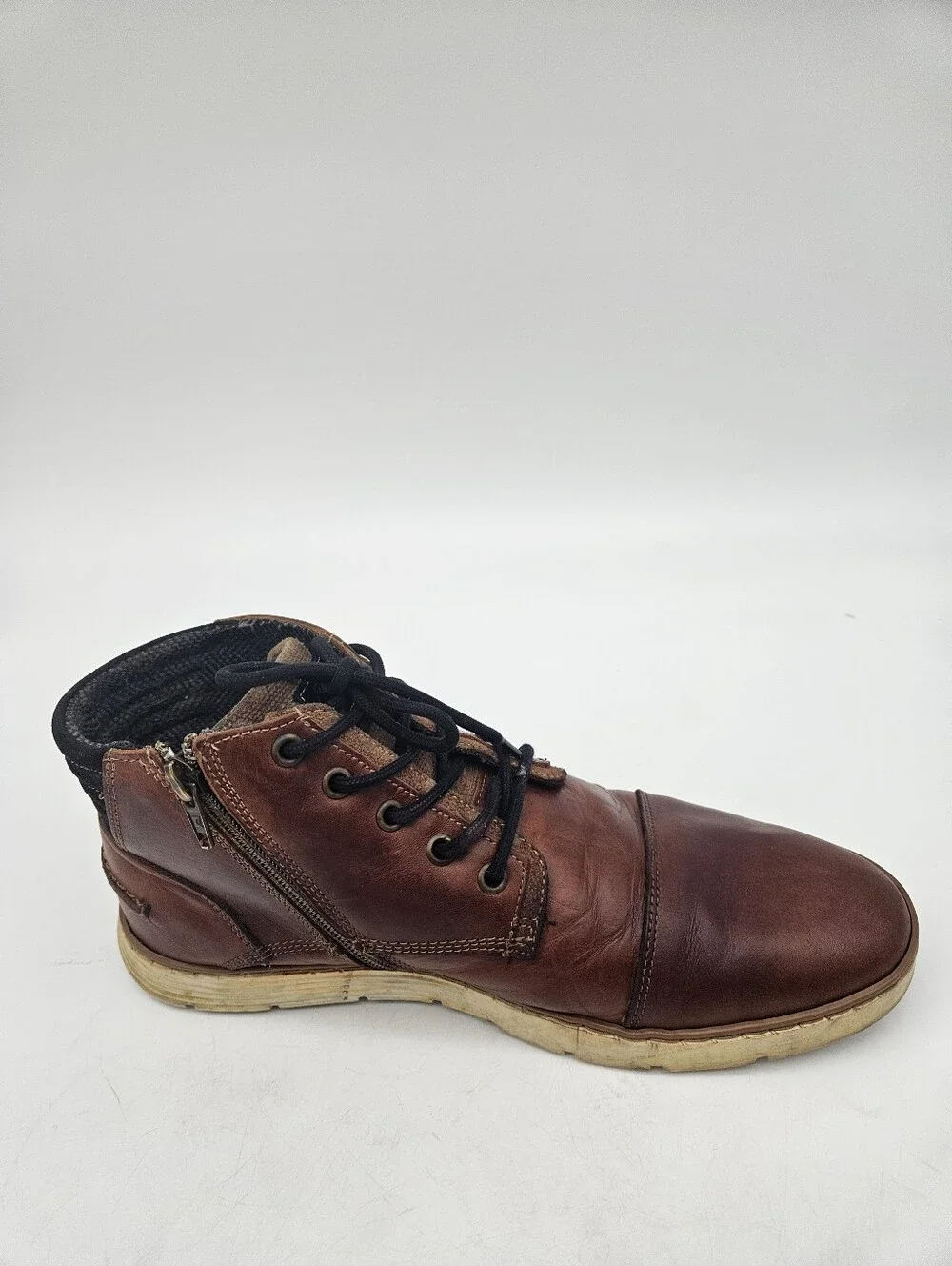 Bullboxer Adyn Chukka Brown Side Zipper Cap Toe Boot Mens Sz 10 made in Portugal